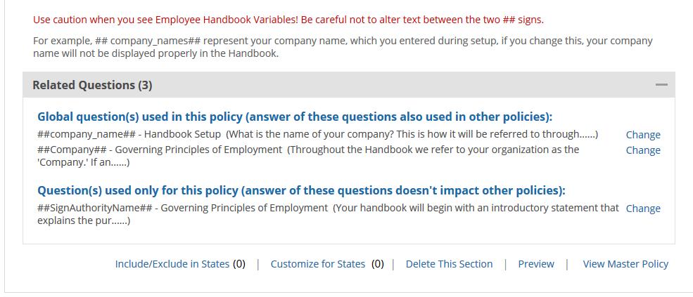 The Interview questions that relate to the policy display. 6.