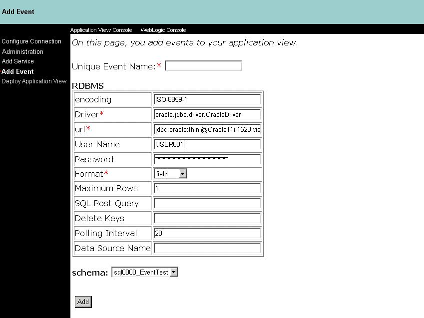3 Defining an Application View Figure 3-17 Add Event