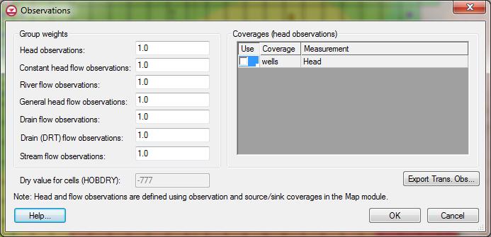 that is inconsistent with these head measurements. 1. Select the MODFLOW Observations command. 2.