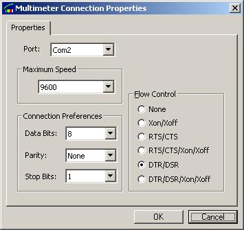 Select the serial port where the interface cable is connected. Then click the Ok button.