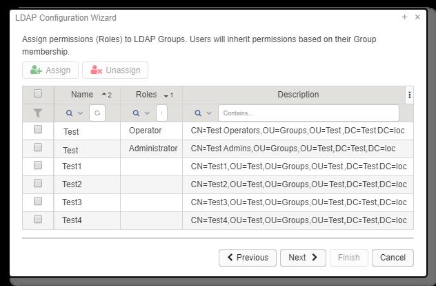 Administration Guide 36 Assign Permissions (Roles) to LDAP Groups The third window in the LDAP Configuration Wizard allows you to assigned permissions (roles) to