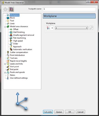 To make sure that you are working with the correct Workplane and Tool, select those items and you can change the active tool and workplane without exiting the settings window.