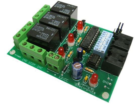 KDR00301 DMX Controlled Relay Kit This is a DMX512-A relay kit using ANSI approved RJ-45 connectors for DMX networks. Power requirements are 12 Vdc @ 200 ma.