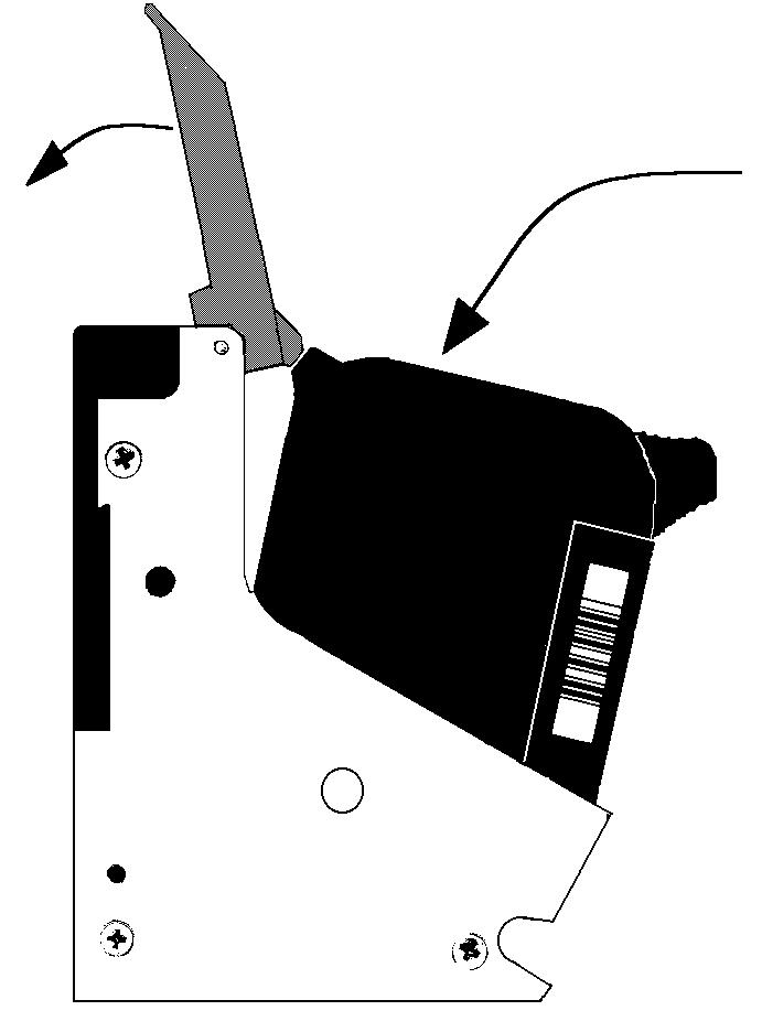 Open Latch Lever mounted on Inkjet Cartridge Holder. 3. With Cartridge s Printhead pointing down, slide Cartridge into Holder. Push down and toward contacts in Holder. 4.