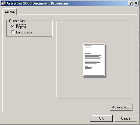 If you wish to use the special features built into the Neopost AS306P/AS308P drivers, click on the Properties button will open the properties window in Windows 98, NT, or ME.