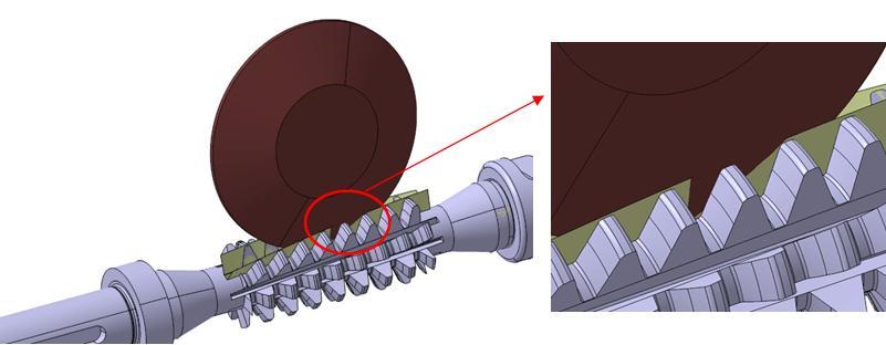 Figure 2 Face teeth undercut If we take a closer look at the ground groove, in the currently used geometry, the default grinding wheel has a straight line profile.