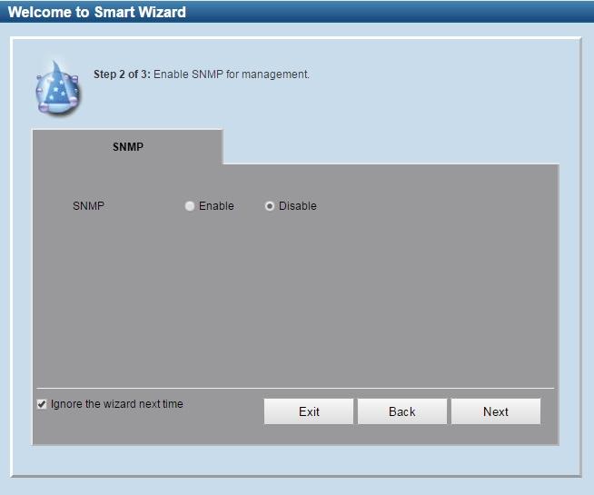 Figure 4.2 SNMP Settings in Smart Wizard User Accounts Settings The User Accounts Settings page allows you to quickly specify the user account function.