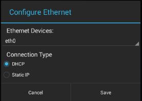 Ethernet status will display the current status of the Ethernet connection.