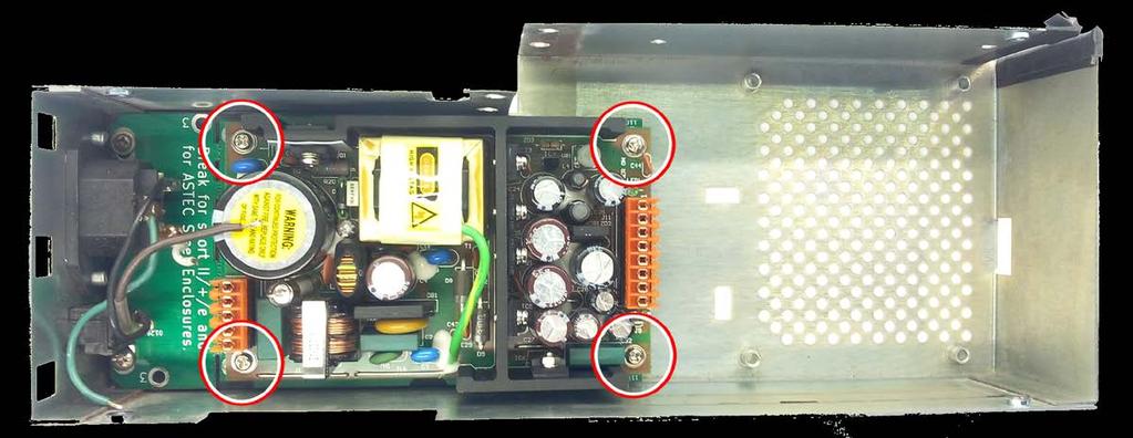 6. Next, mount the new Universal PSU to the brass standoffs on the Universal PCB with the M3 screws enclosed.