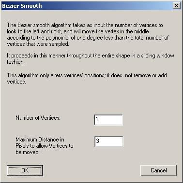 6 Choose Modify Algorithm s Parameters at the bottom of the dialog box. The Bezier Smooth options dialog box opens.