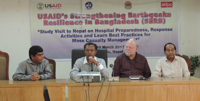 ADPC presents Hospital Risk Assessment results during high-level meeting in Bangladesh in May 2017 Study visit to