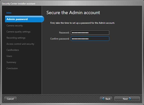 Admin account password configuration in Installer Assistant 3.