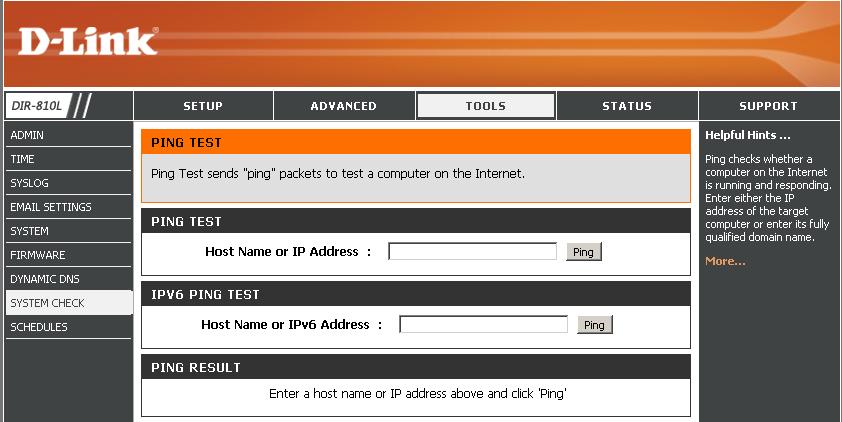Host Name or IP Address: Host Name or IPv6 Address: The Ping Test is used to send Ping packets to test if a computer is on the Internet.