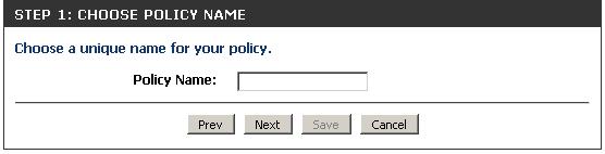 Enter a name for the policy and then click Next to continue.