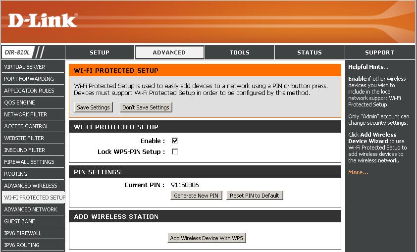 Wi-Fi Protected Setup (WPS) Wi-Fi Protected Setup (WPS) System is a simplified method for securing your wireless network during the Initial setup as well as the Add New Device processes.