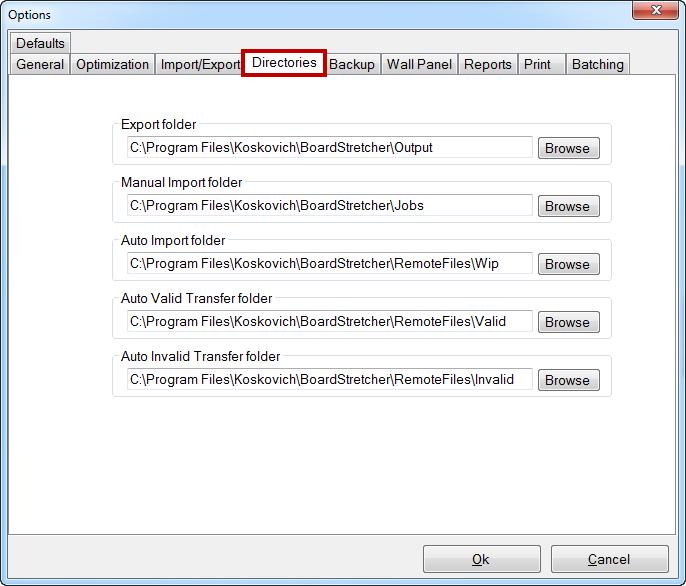 Tools > Options Directories Export Folder The path where the optimized job file will be saved at all times.