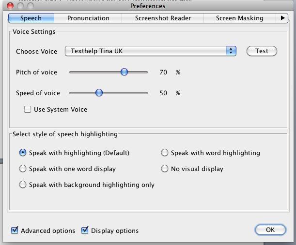 3 To change the voice: 1) Click on the Preferences button on the toolbar.