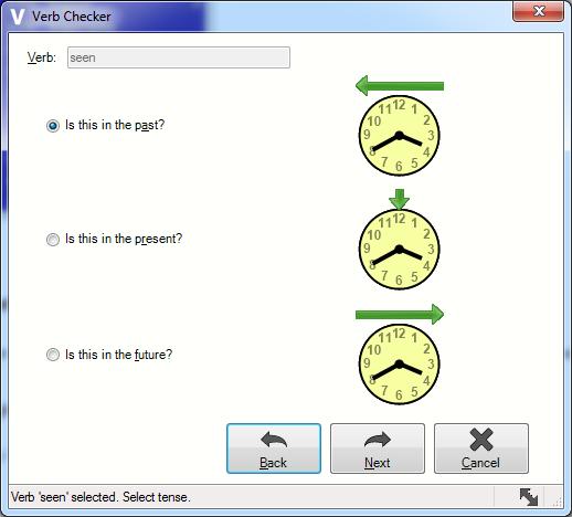 Verb Checker The verb checker lets you check if you are using the correct tense for the chosen word.