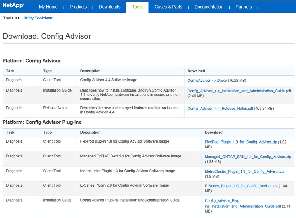 Figure 4) Config Advisor download site landing page. Config Advisor Workflow and Key Features Config Advisor has three major components: Data collector.