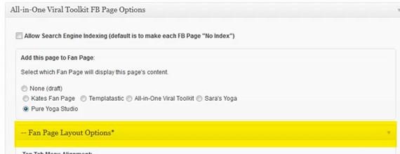 If you click the fan page layout options, You'll see that some of