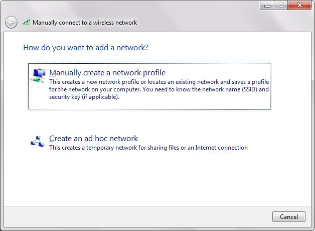 network screen appears click on the Manually