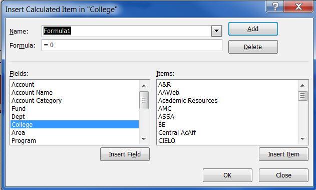4. Complete the following fields: Name: - type the name of the new field how you want it to appear in the PivotTable.