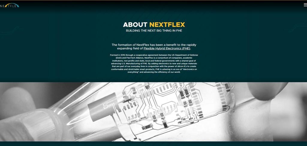 NextFlex is Cooperated by DoD and FlexTech Alliance since 2015 NextFlex Mission: Usher in the era of electronics on everything