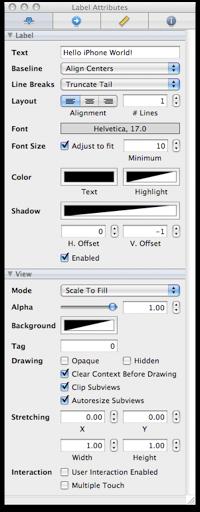 Inspector Attribute Tab We use the attributes tab of the Inspector to customize the visual aspects of
