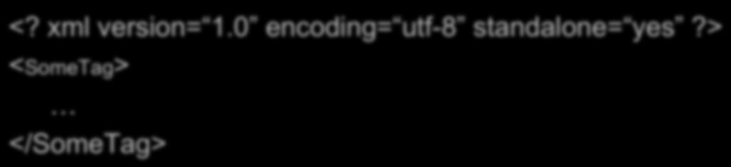 Well-Formed XML <? xml version= 1.0 encoding= utf-8 standalone= yes?