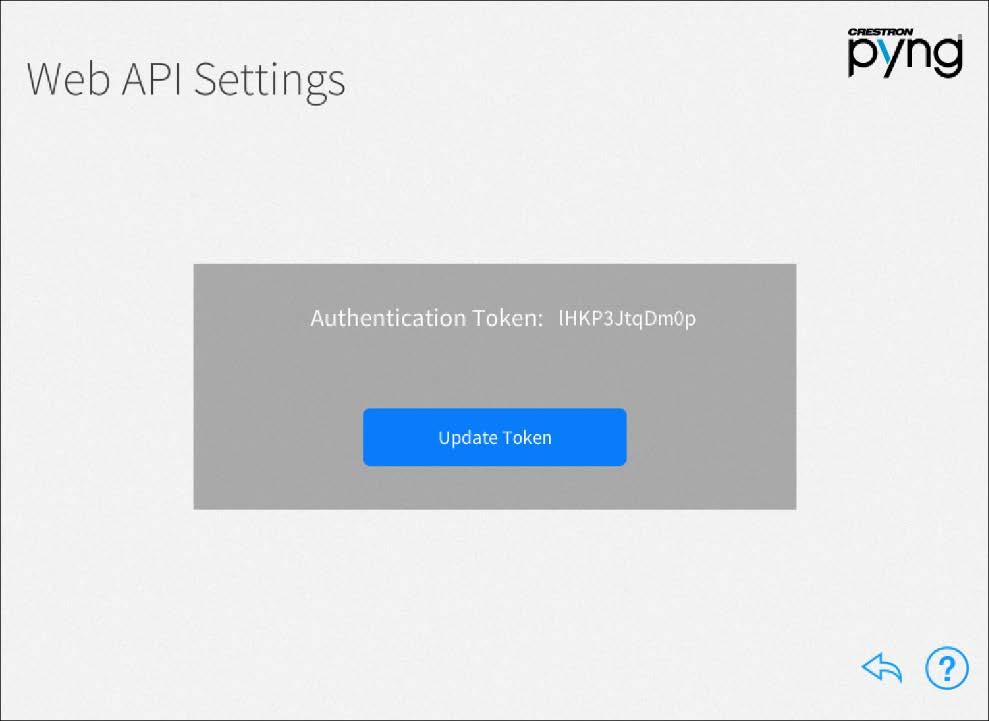 Web API Settings Tap Web API Settings on the Installer Settings screen to display the Web API Settings screen.