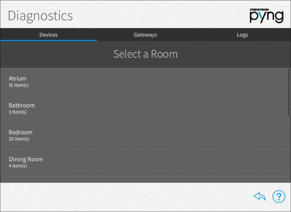 Diagnostics (User) Tap Diagnostics on the User Settings screen to display the Diagnostics screen.