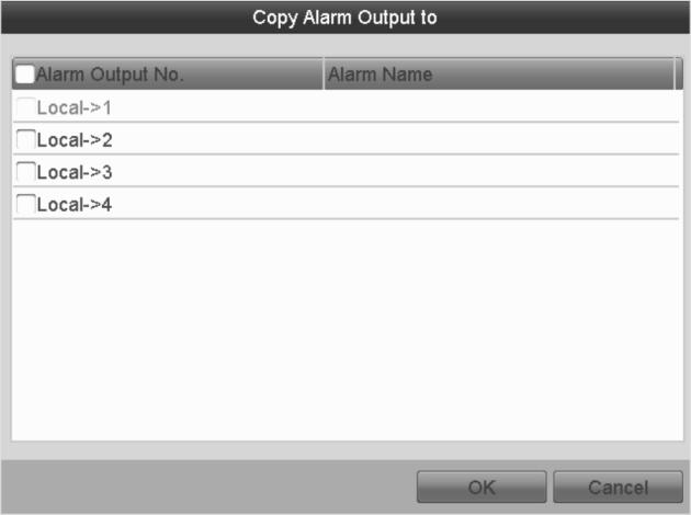 Click OK to complete the video tampering settings of the alarm output. You can also copy the above settings to another channel.