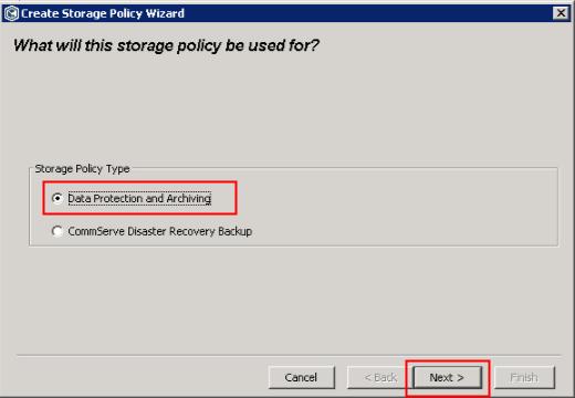 Next. Step 3 Enter a storage policy name (for