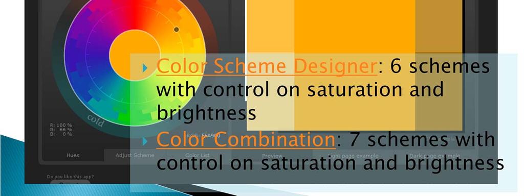 The web sites above offer a way of selecting a set of colours which complement each other based around a selected