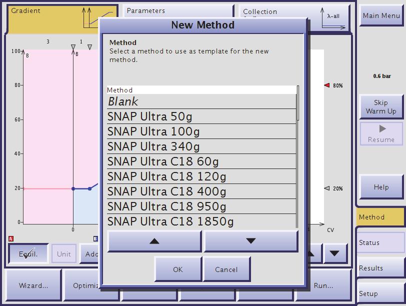 Note that the Skip Warm Up button is disabled for the first 45 seconds of the UV lamp warm-up period. 4.4 Create, Open, and Edit Methods NOTE The Assist Workflow is a streamlined and simplified way to set up and run purifications.