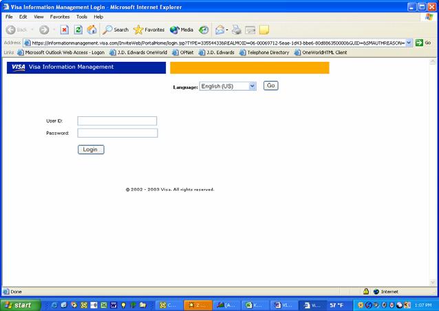 5. You are now at the Visa Information Management home page