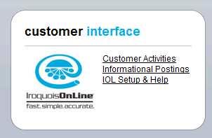 5. Within the Iroquois web page, select Customer