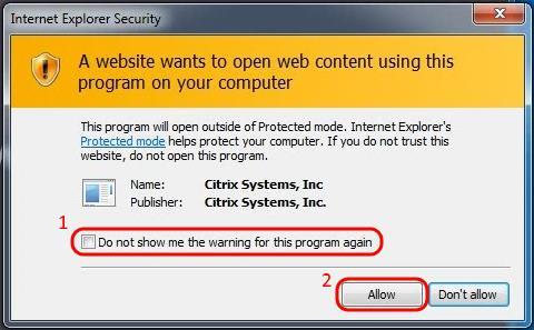 7. After the install finishes, the following message should appear in your web browser at the bottom of the window. Click Allow to proceed. 8.