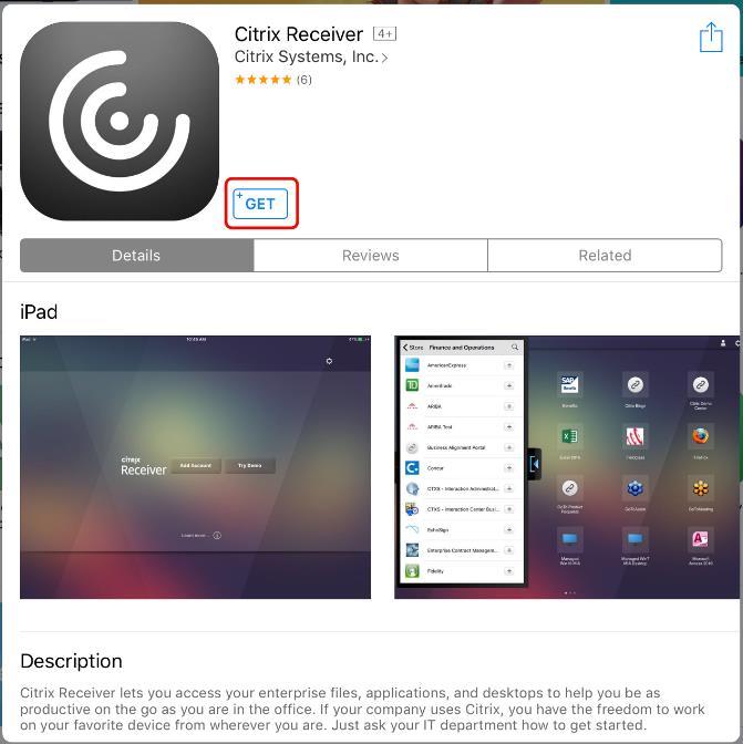 2. Install the Citrix Receiver for your device from the app store.