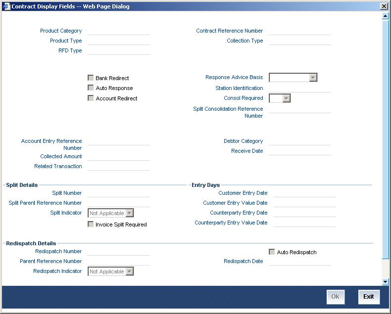 The Contract Display Details Screen Click the More button in the PC Transaction Input screen to invoke the Contract Display Fields screen.