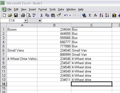 Click the OK button to close the screen and import the list. Vehicle Inventory.
