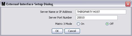 This is provided by the dealer s IS person. Server Port Number: The fixed port number used by the DMS to communicate with Matrix. Matrix 3 Mode: ON or OFF.