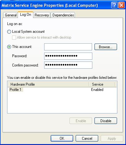 System Administrator Setup Screens f. Select This Account (a) (FIG. 58). g. Click the Browse button (b) (FIG. 58). (a) (b) FIG. 58 h.