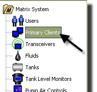 Primary Clients 1. Select Primary Clients from the list on the Matrix System Panel. FIG. 76 Users of single-pc systems can ignore this screen; it applies only to multiple PC systems.