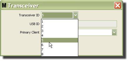 4. To modify the Transceiver ID, click the arrow to display the drop-down menu.
