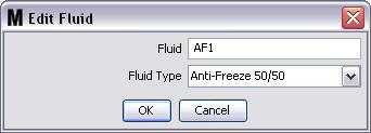 To modify the name assigned to a fluid or the type of fluid assigned to a name (FIG. 97) highlight the entry listed on the main Fluids screen. 7.