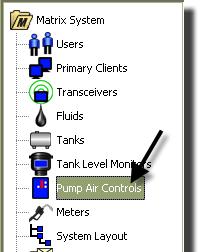 Pump Air Control (PAC) 1. To display the Pump Air Control setup screen, select Pump Air Control from the list on the Matrix System Panel. FIG. 111 The screen shown in FIG.