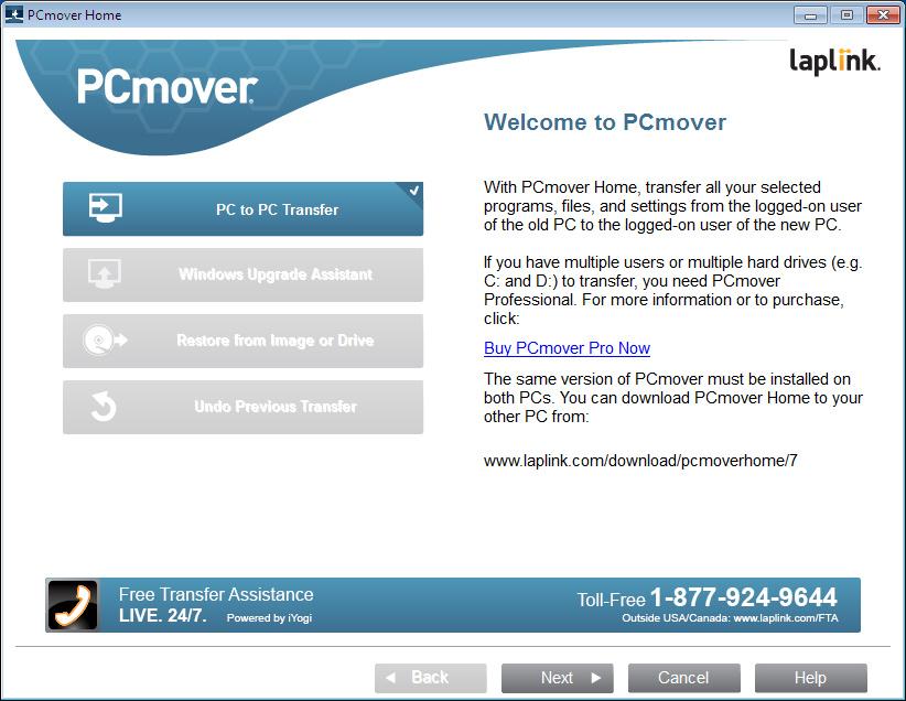 4 Old PC: Setting Up the Transfer IMPORTANT: PCmover Pre-Transfer Checklist (page 2) and Transfer Information (page 3) should be reviewed and completed before beginning a PCmover transfer. 1.
