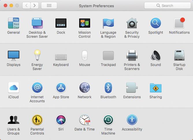 Configure a Desktop Operating System System Preferences for a Mac Access System Preferences through the Apple menu or the icon on the dock System