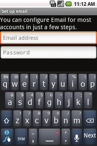 Set Up Email Leave your laptop at home Optimus U provides support for Exchange accounts and a variety of POP3/IMAP accounts. 1. From the Home screen, touch Email. 2.